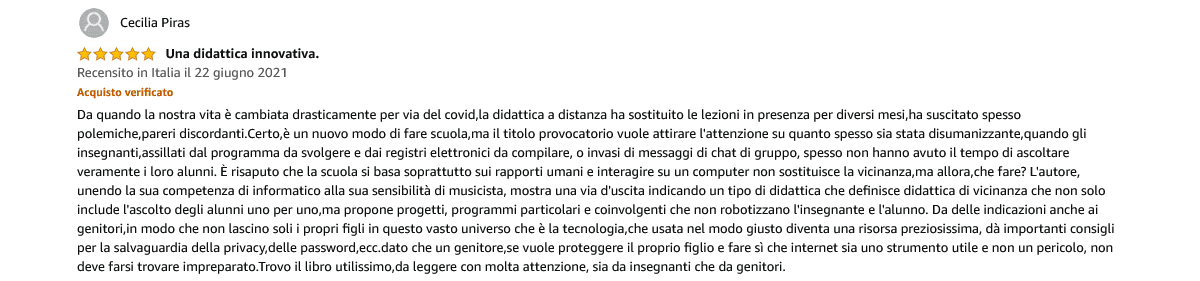 Recensione Amazon — Cecilia Piras